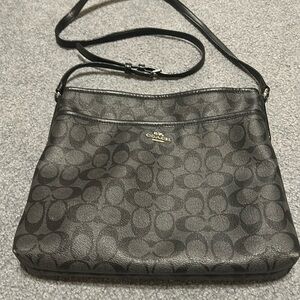 Coach Gray Black Monogram Crossbody